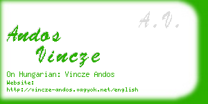 andos vincze business card